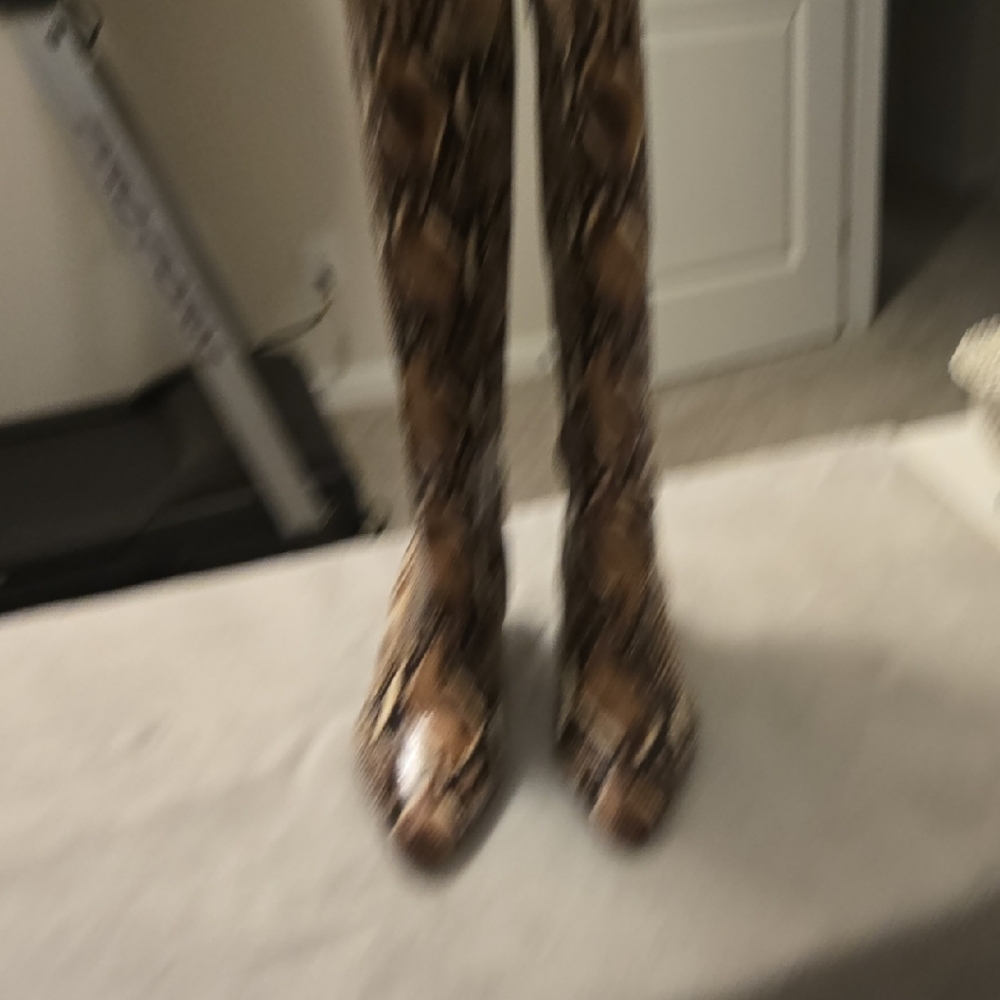 Alex Marie Brown and Tan Snakeskin Boots